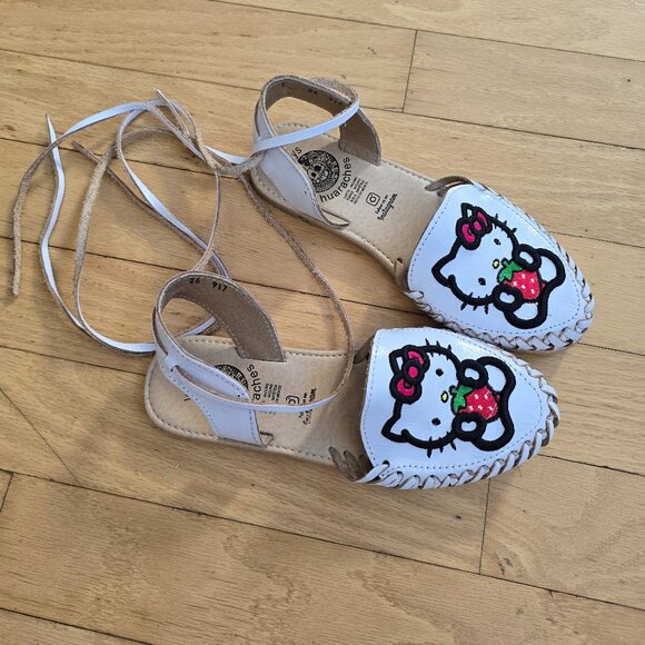Hello Kitty white leather lace-up gladiator huarache sandals | WMS 8 - Picture 2 of 10